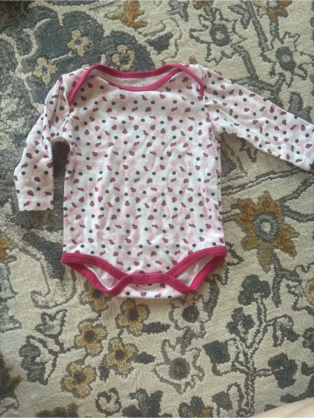 Kidgets Light Pink Strawberry-Print Long Sleeve Baby One-Piece